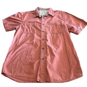 Outdoor Life Fishing Shirt Men L Orange Short Sleeve Vented Caped Hunting Hiking